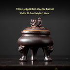 Antique ceramic incense burner with tripod lion base