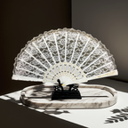 Chinese Lace Dance Fan in Classical Wing Chun Style with Bamboo Frame-1