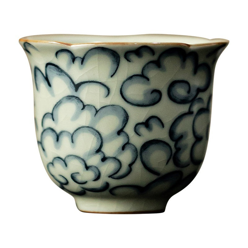Chinese Kung Fu Tea Set Ru Kiln Auspicious Clouds Household Ceramic Cup-4