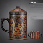 Chinese Style Majestic Dragon Purple Clay Teacup with Tea Strainer-5