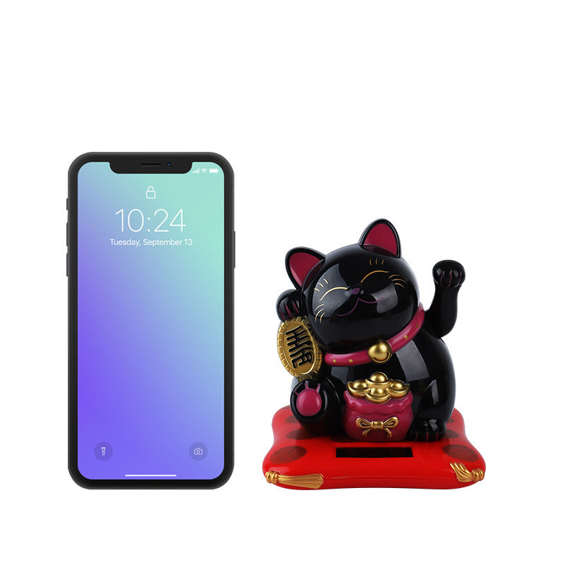 Chinese Style Solar Power Lucky Cat Car Decoration Ornament-6