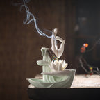 Chinese Zen Ceramic Bergamot Lotus Living Room Incense Burner Ornaments-4