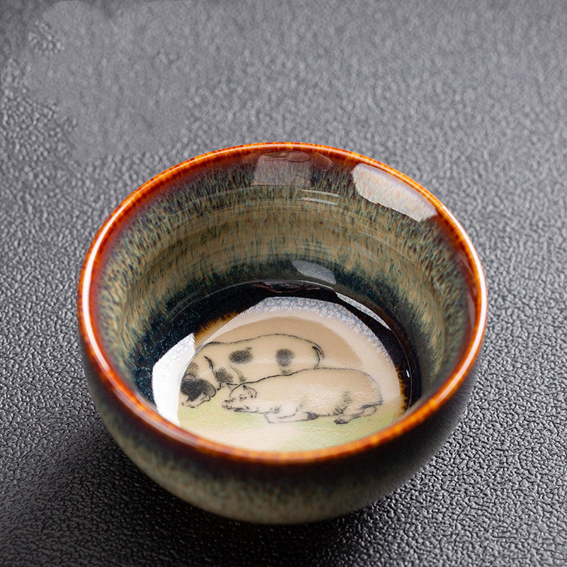 Chinese Zodiac Kung Fu Tea Set Kiln-Formed Hand-Painted Cup-13