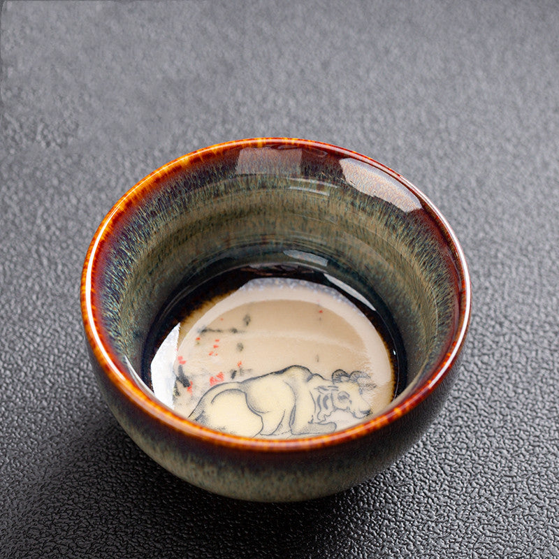 Chinese Zodiac Kung Fu Tea Set Kiln-Formed Hand-Painted Cup-3