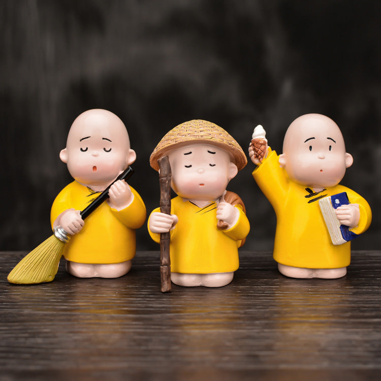Creative Praying Little Monk Zen Resin Car Ornament-2