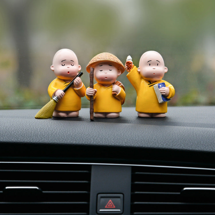 Creative Praying Little Monk Zen Resin Car Ornament-3