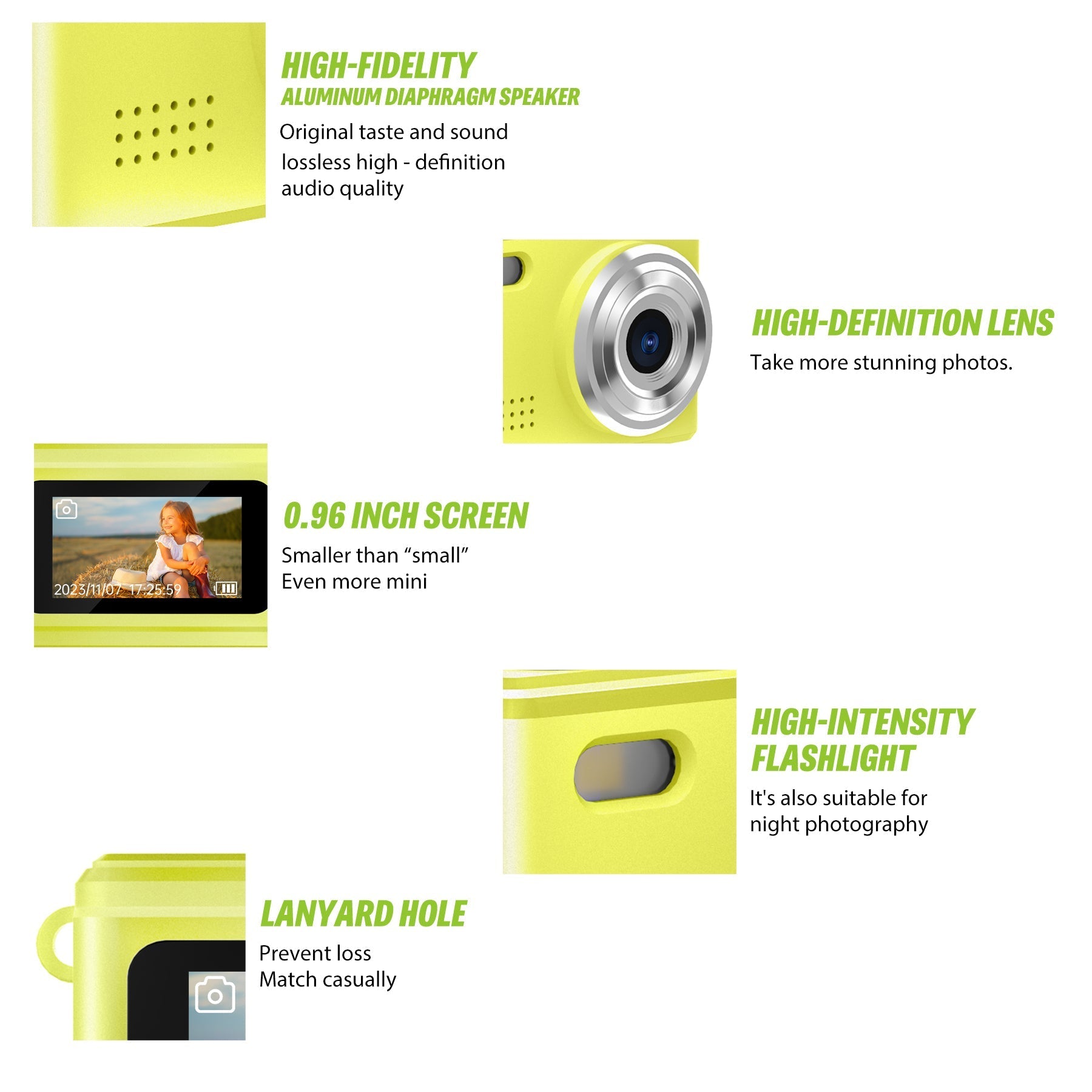 Yellow Mini HD Camera 1080P Pocket-Sized Gift for Teens-4