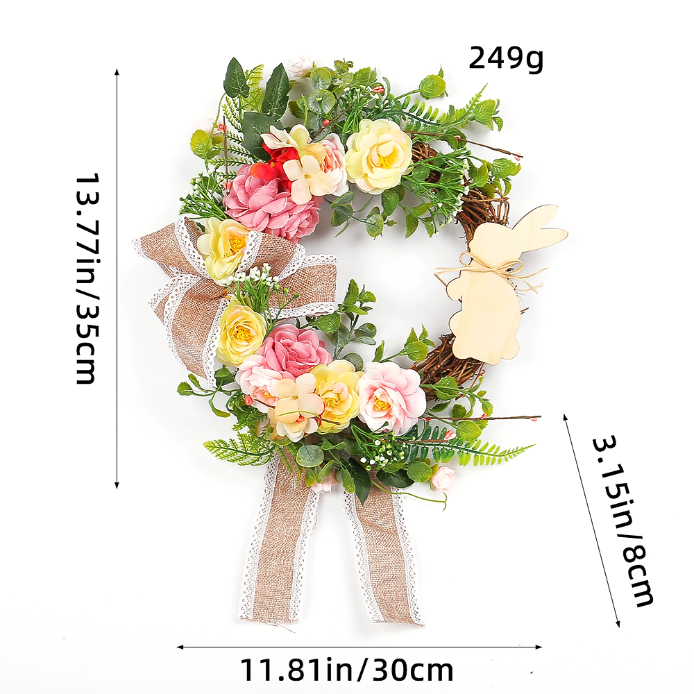 Easter Egg Wreath for Front Door – Colorful Spring Floral Arrangement-4