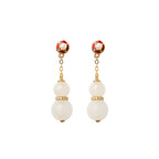 White Jade Drop Earrings Minimalist Gift for Women-2