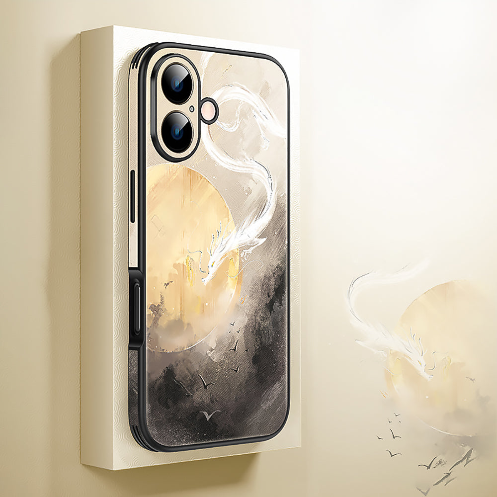 Golden Dragon Chasing the Moon iPhone 16 Mobile Phone Case-2