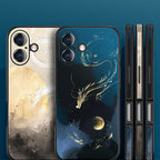 Golden Dragon Chasing the Moon iPhone 16 Mobile Phone Case-3