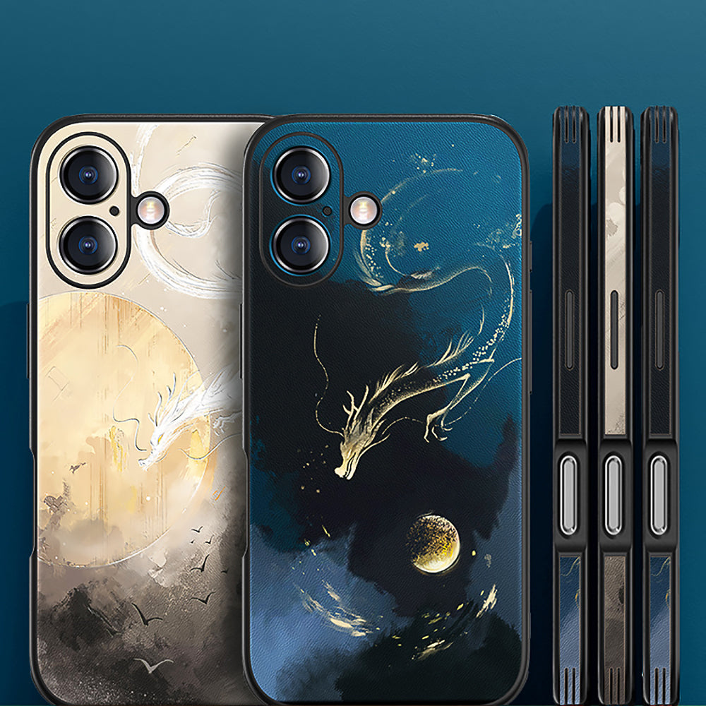 Golden Dragon Chasing the Moon iPhone 16 Mobile Phone Case-3