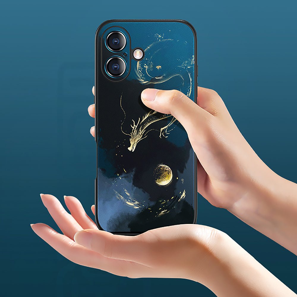 Golden Dragon Chasing the Moon iPhone 16 Mobile Phone Case-4