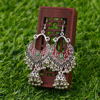Hmong Vintage Style Tassel Style Painted Earrings-2