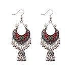 Hmong Vintage Style Tassel Style Painted Earrings-4
