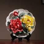 Housewarming Gifts Peony Flower Plate Ceramics Ornaments Crafts-5
