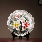 Housewarming Gifts Peony Flower Plate Ceramics Ornaments Crafts-6