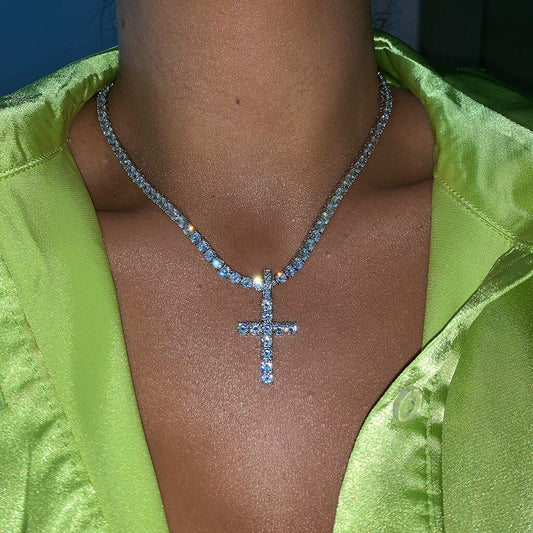 Iced Out Cross Pendant 14K Gold Plated DOPEPLUS.COM