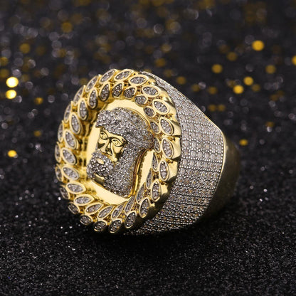 Jesus Head CZ Diamond Rings 14K Gold PlatedFully iced out with CZ diamonds, this ring is absolutely a necessity for daily outfits. Every diamond has 64 cutting faces, making you shine at parties! Its bling blRingsRingsdopeplusDOPEPLUS.COM