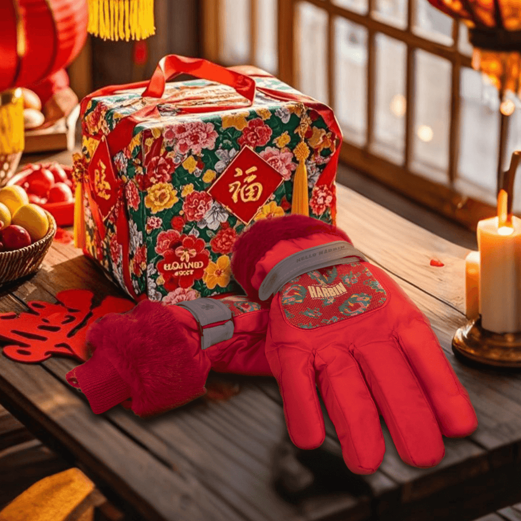 Northeast Big Flower Hey Dragon Ha Tiger Winter Gloves-4