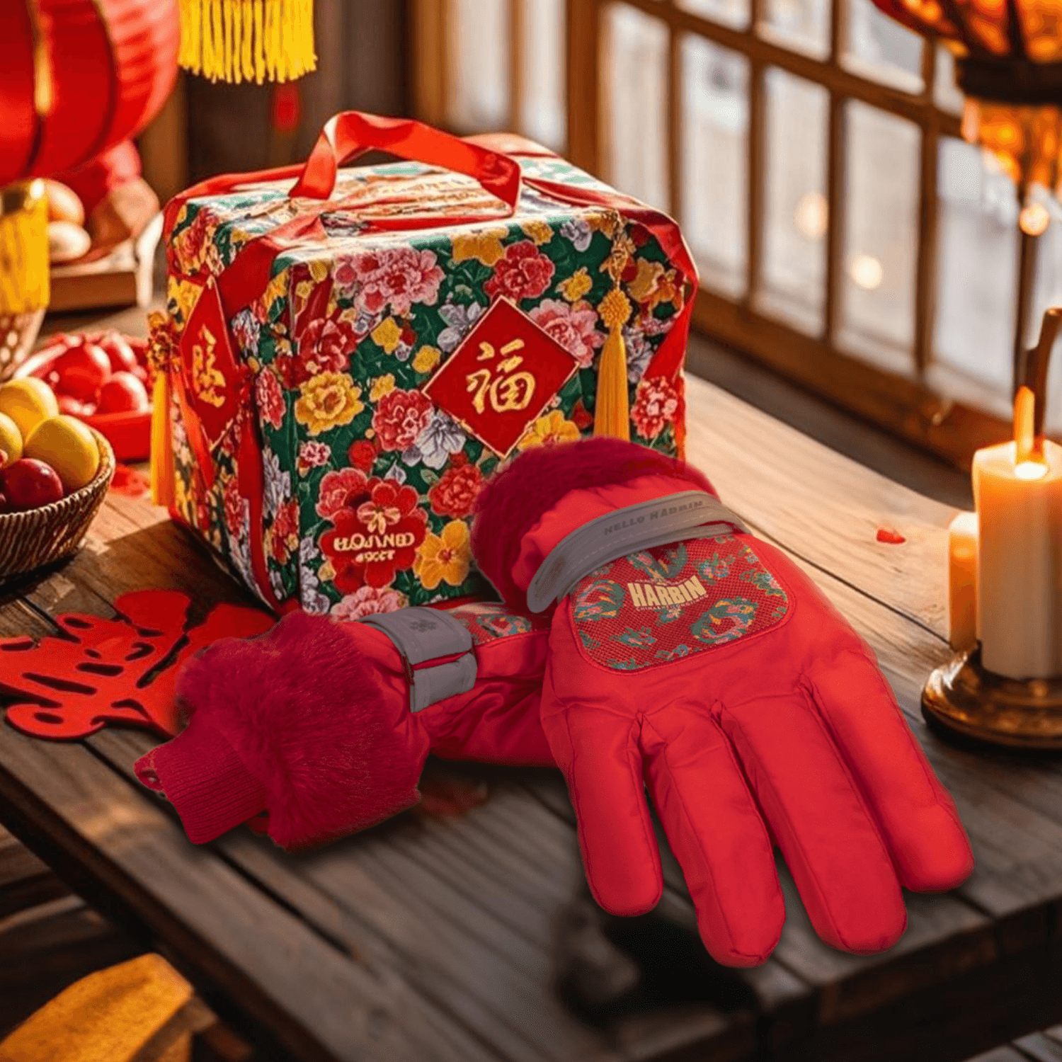 Northeast Big Flower Hey Dragon Ha Tiger Winter Gloves-4