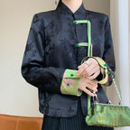 Spring new retro Tang jacket versatile color-blocked buckle suit women's high-end sense of new Chinese style coat