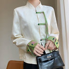 Spring new retro Tang jacket versatile color-blocked buckle suit women's high-end sense of new Chinese style coat
