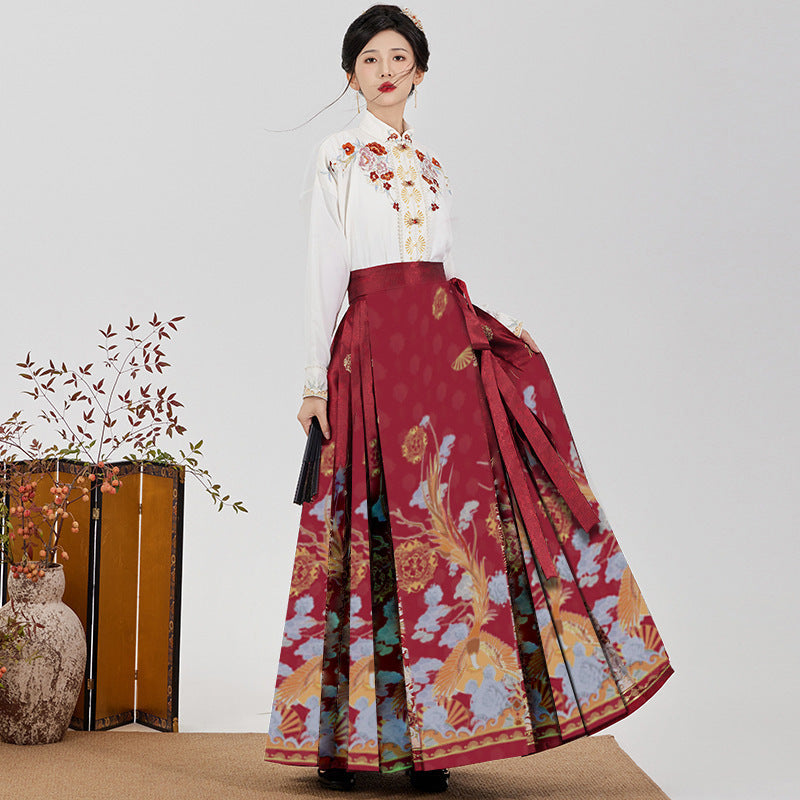 Women's Hanfu Horse-faced Skirt Spring and Summer Suit Horse-faced Pleated Draped Long Skirt