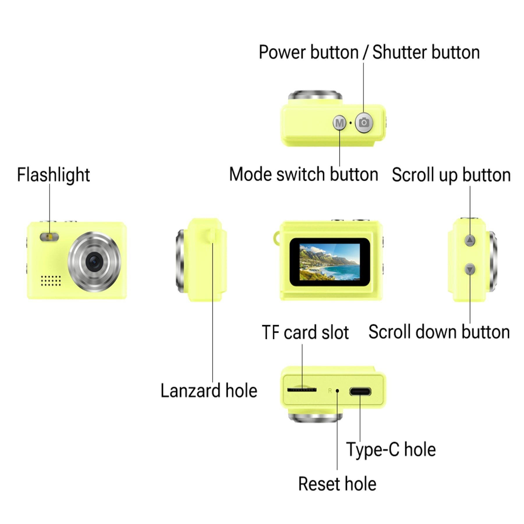 Yellow Mini HD Camera 1080P Pocket-Sized Gift for Teens-5