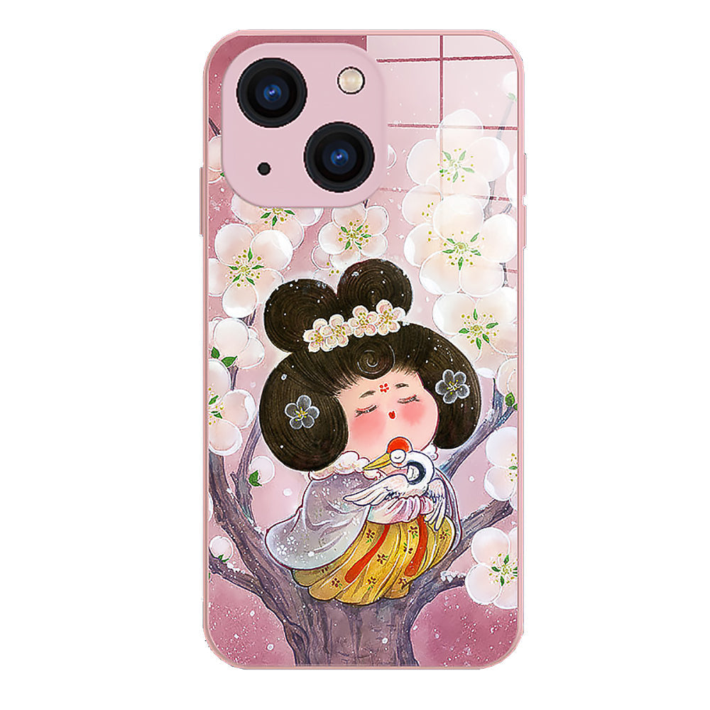 Plum Blossom Noble Consort Pattern Tempered glass Phone Case-3