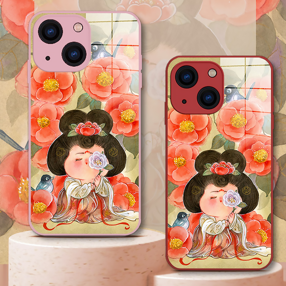 Rose Noble Consort Pattern Tempered Glass Phone Case-1