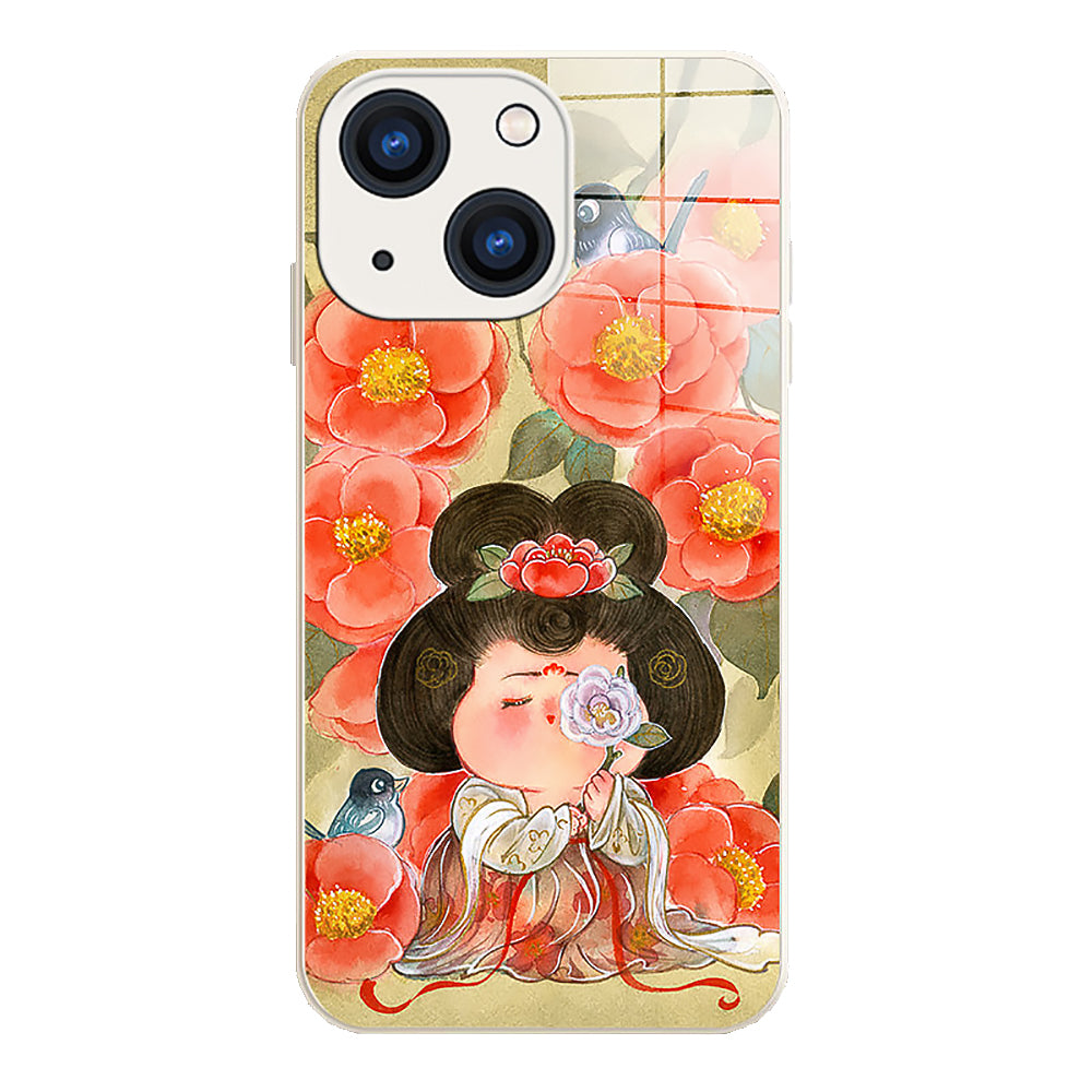 Rose Noble Consort Pattern Tempered Glass Phone Case-2