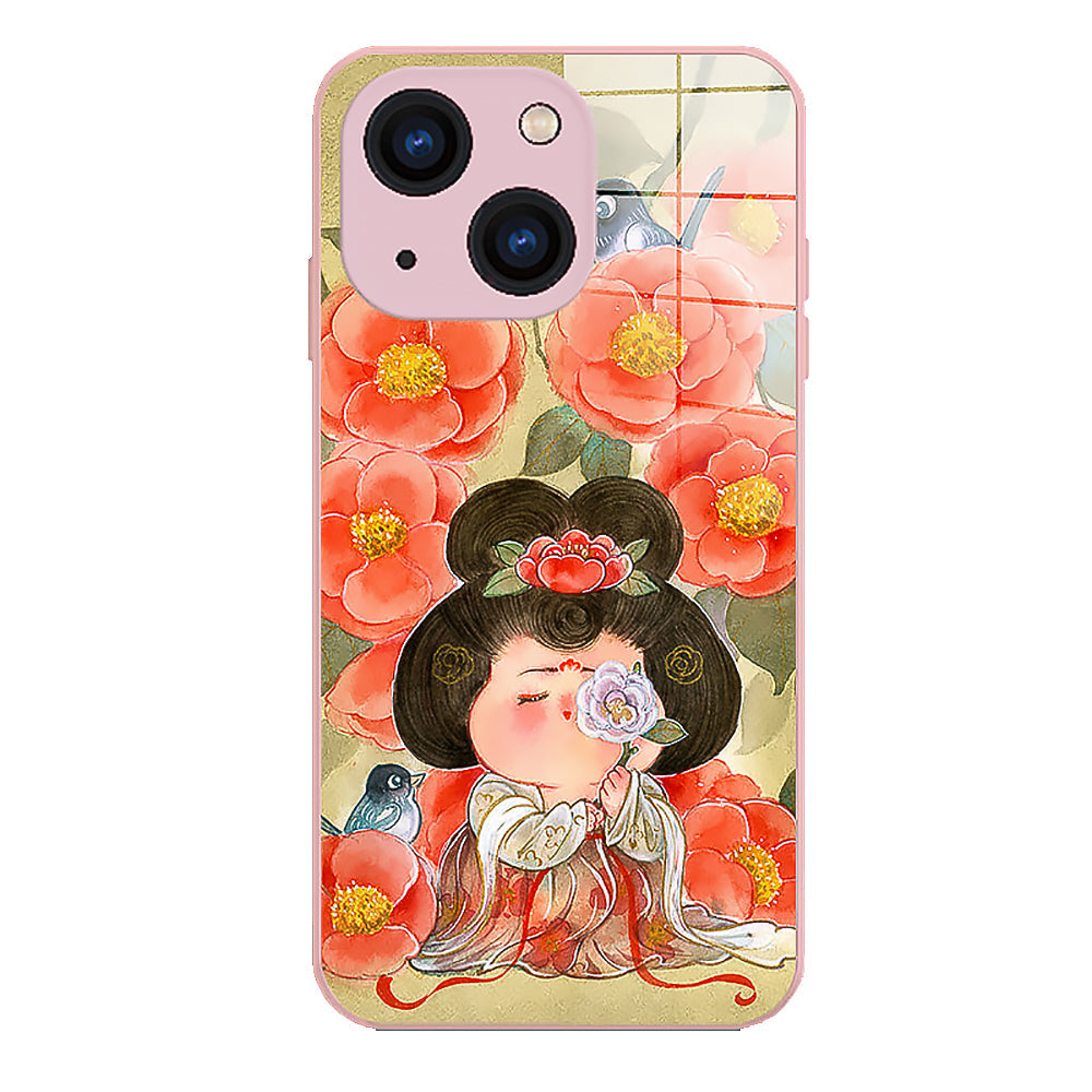 Rose Noble Consort Pattern Tempered Glass Phone Case-3