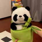 Simulated Bamboo Tube Flower Panda Pillow Plush Doll-5