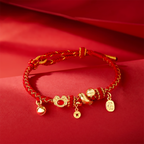 Zodiac Snake Red Rope Bracelet Red Agate Gold-Plated Charm-3