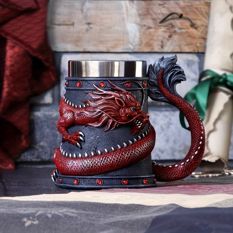 Stainless Steel Cups - Chinese Dragon Shape Resin Design-1