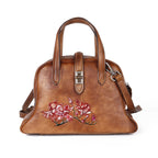 Top Layer Cowhide Vintage Embossed Handbag-5