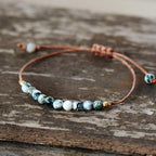 Onyx braided bracelet with geometric stone design