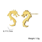 Mini Chinese Dragon Earrings Women's Titanium Steel