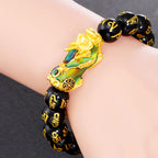 Agate and Gold Bead Six-character Mantra Bracelet
