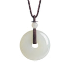 Hetian Jade Bread Buckle Pendant About 30mm Necklace