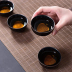 Household Ceramic Leaf Black Tianmu Teacup