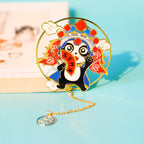 Chinese Style Cartoon Panda Color Printing Etching Plating Metal Bookmark