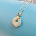 Hetian Jade Peace Buckle S925 Sterling Silver Necklace