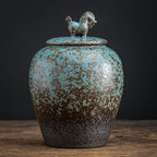 Home Ceramic Kiln Turns Blue Tea Caddy