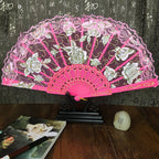 Chinese Lace Dance Fan in Classical Wing Chun Style with Bamboo Frame-5