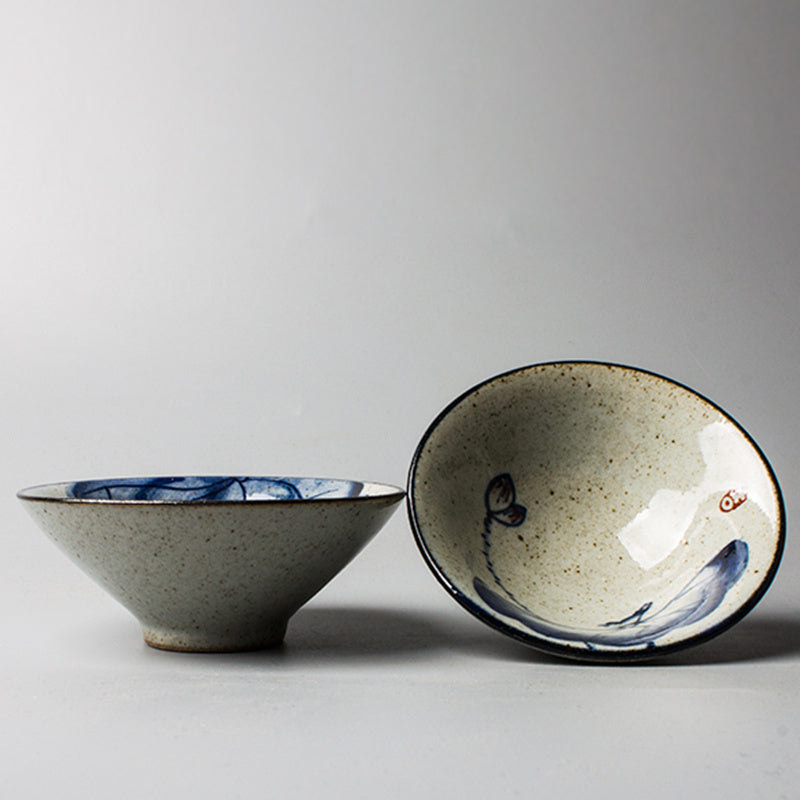Antique ceramic teacup with hand-painted Kung Fu style