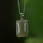 Sterling Silver Gold-plated Hetian Jade Sapphire Pendant