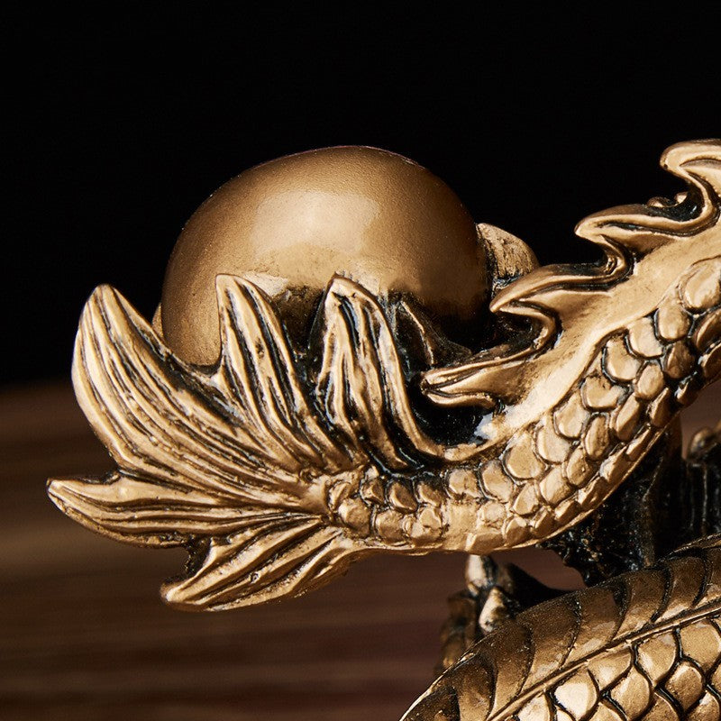 Fortune Home Decoration Golden Dragon Playing with Pearls Ornament