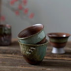 High-color Retro Single Cup Wood Burning Coarse Pottery KungFu Teacups-1